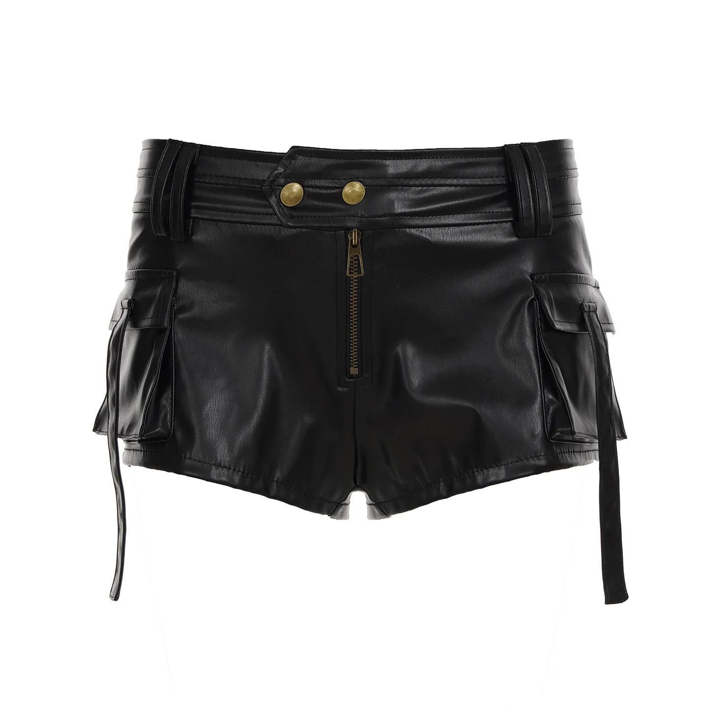 Damen Kunstleder-Shorts mit dekorativen Knopfdetails R&B - Image 23