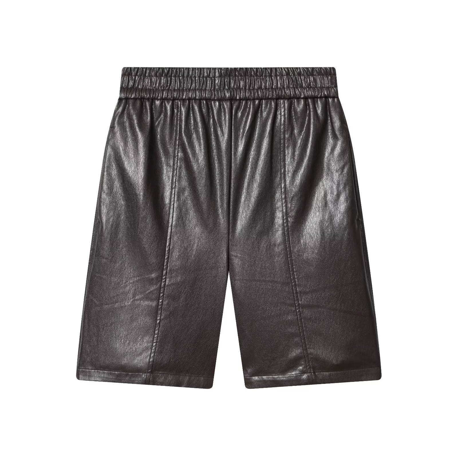 Damen Kunstleder Shorts mit elastischem Bund und modischen Details R&B - Image 6