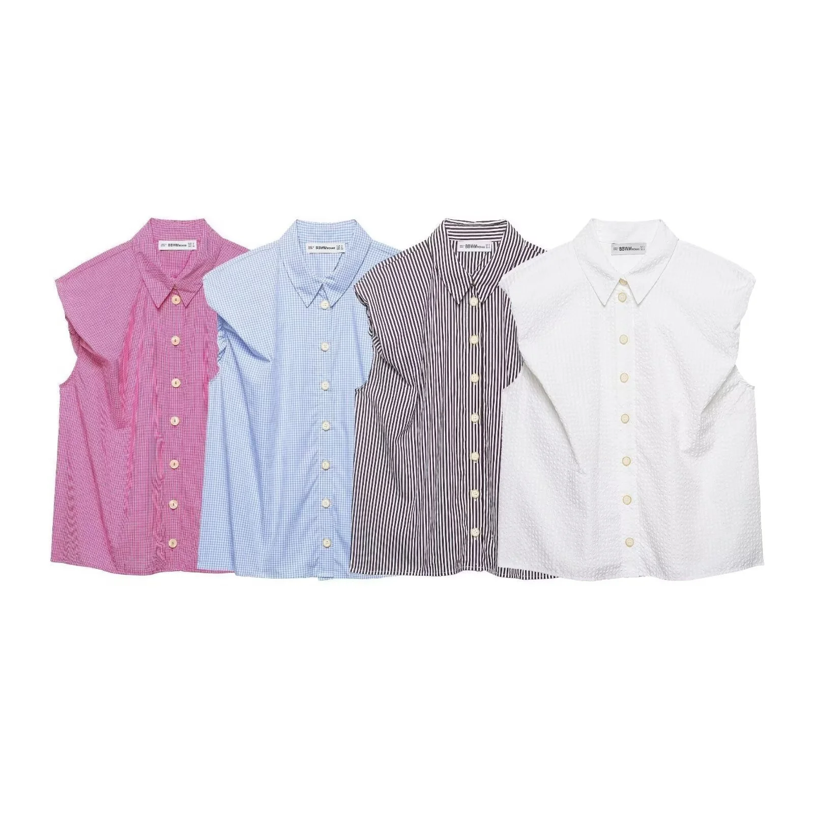 Damen Kurzarm Bluse mit modernen Streifen und eleganter Knopfleiste R&B