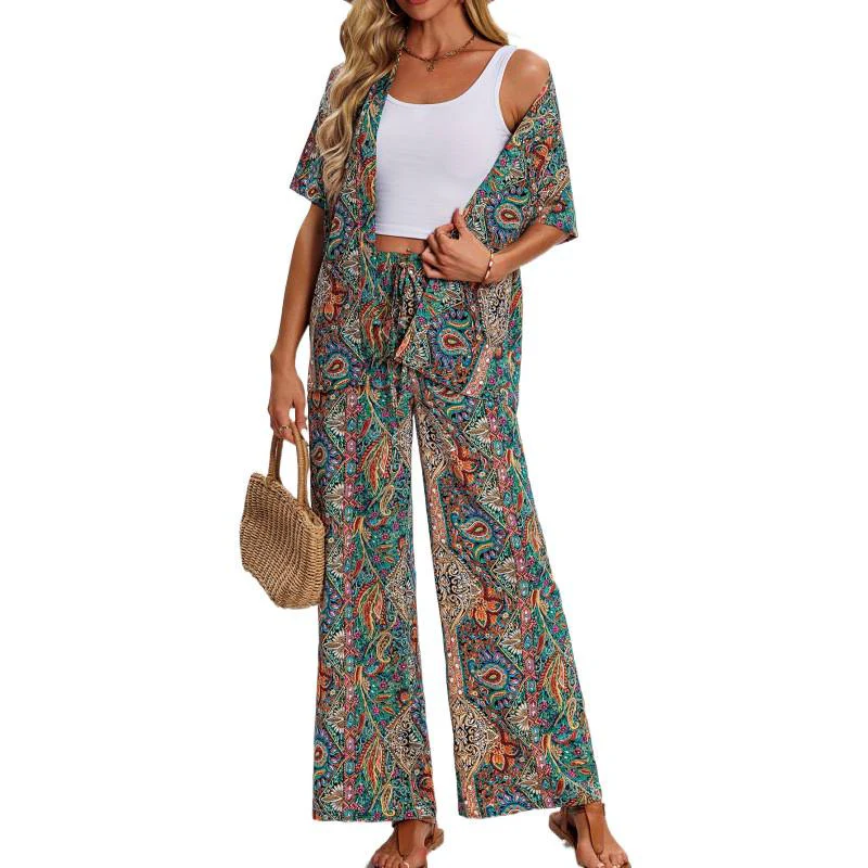 Damen Kurzarm-Overall mit Rüschendetails und Bindegürtel R&B - Image 16
