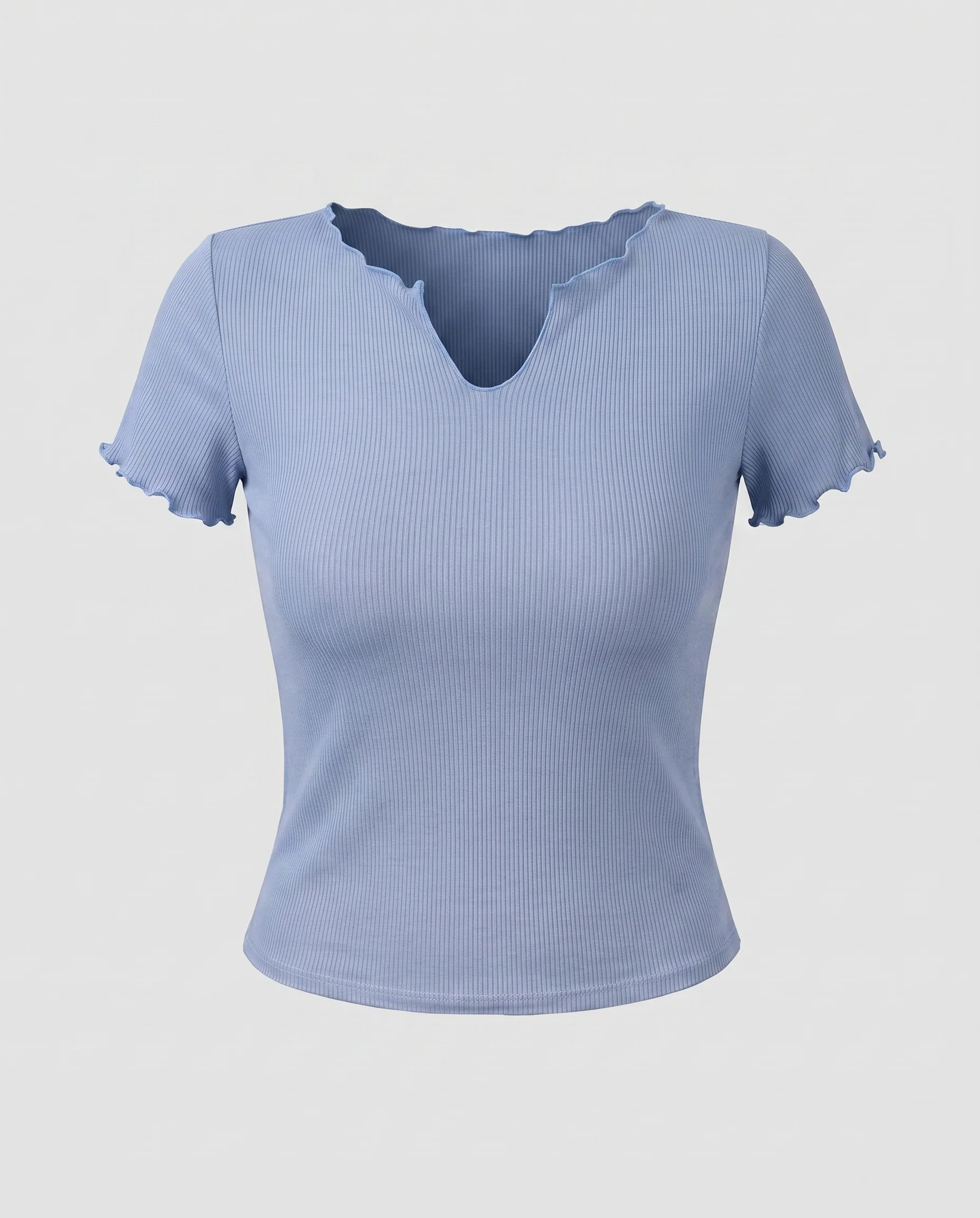 Damen Kurzarm-Shirt mit kreativem V-Ausschnitt - Image 8