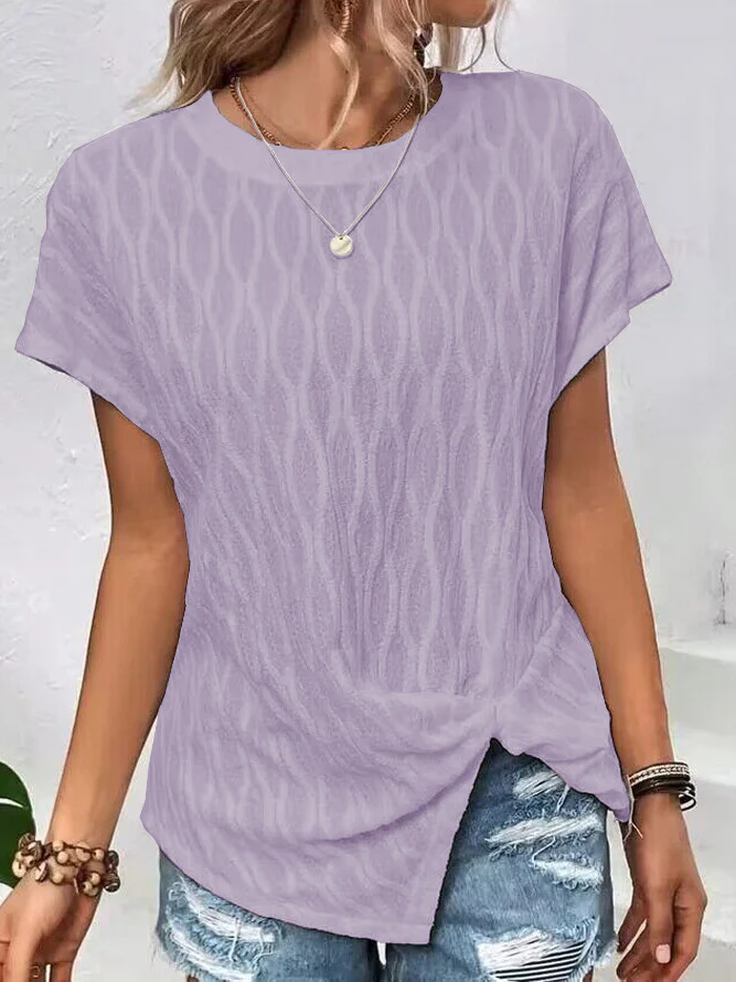 Damen Kurzarm T-Shirt mit strukturiertem Wellenmuster und hochwertiger Baumwolle R&B - Image 9