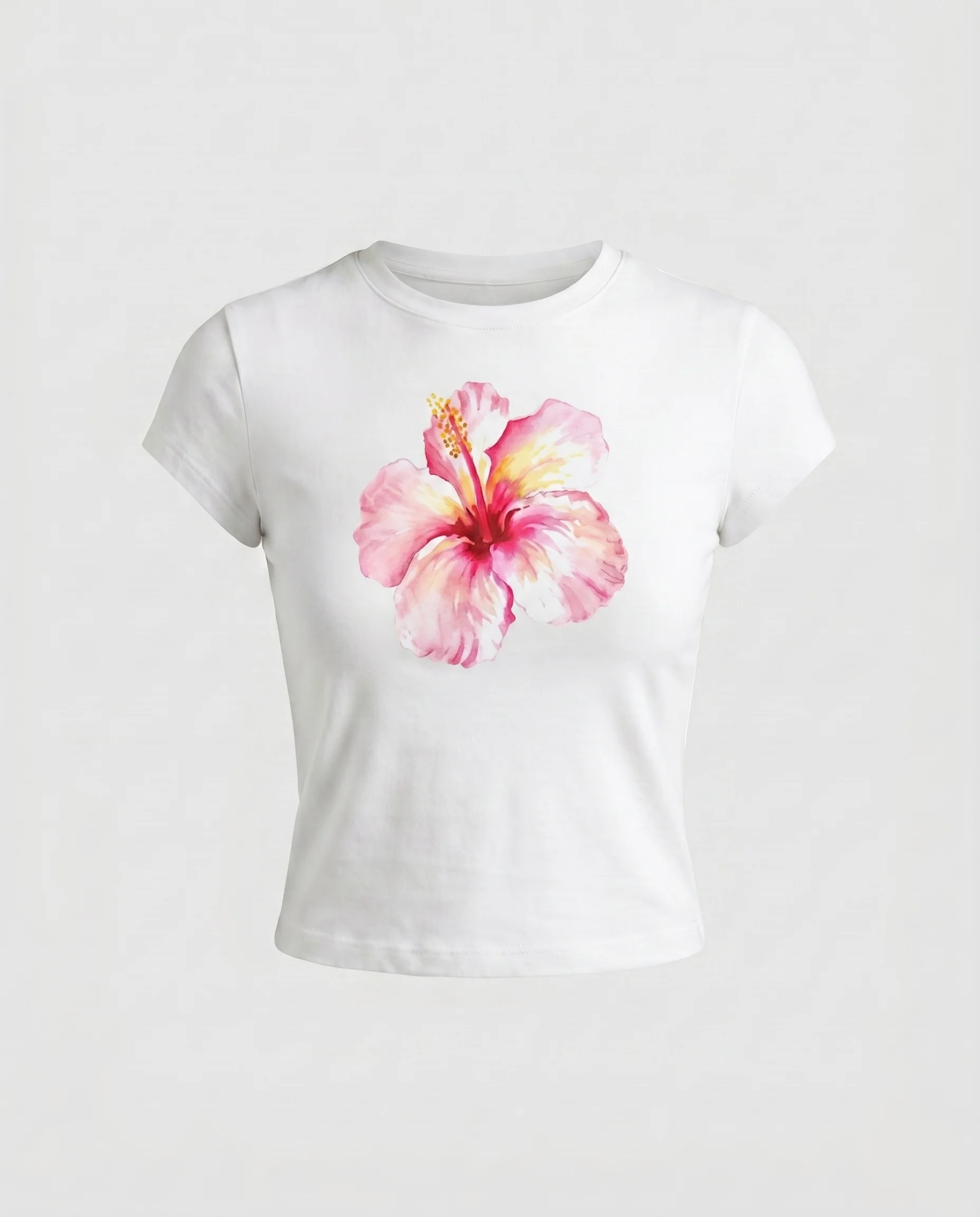 Damen kurzärmeliges Crop-Top mit floralem Motiv - Image 8