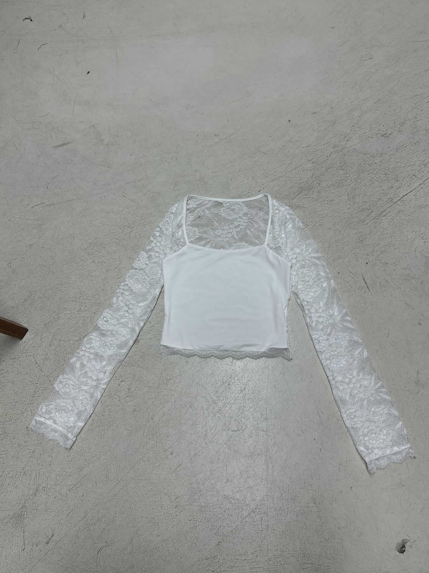 Damen kurzärmeliges Oberteil mit eleganten Spitzenärmeln und raffiniertem Design R&B - Image 8