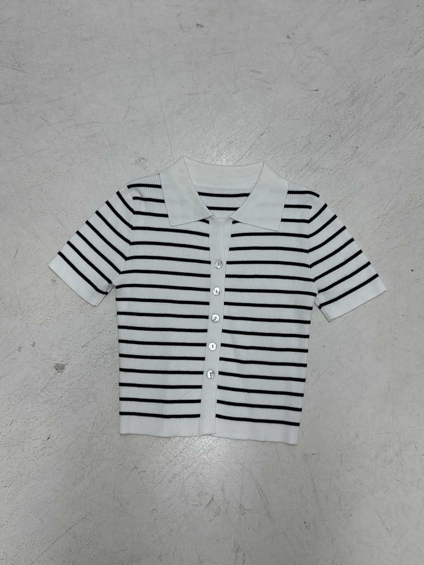 Damen Kurzarmshirt mit klassischem Polokragen und gestreiftem Design Heidi-Mode - Image 6