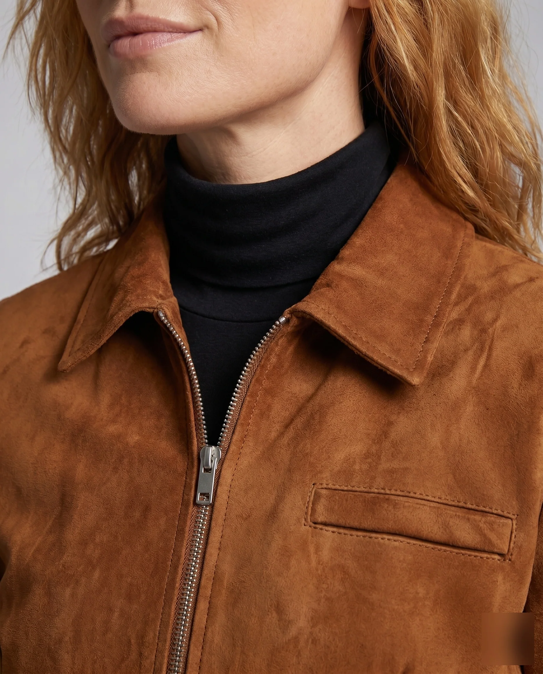 Damen Kurze Wildlederjacke mit elastischem Bündchen R&B - Image 3