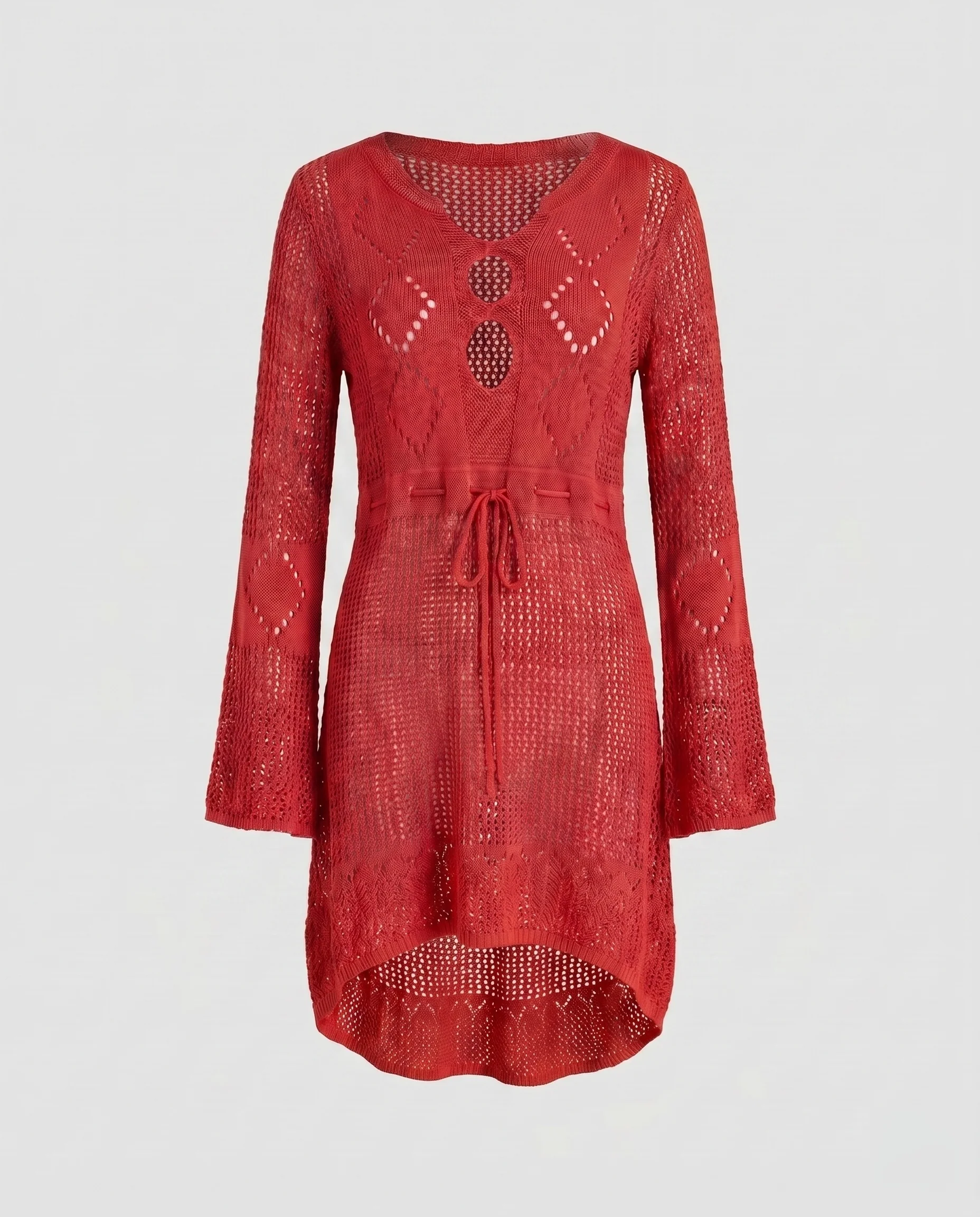 Damen kürzerer Strand-Poncho mit elegantem Lochmuster R&B - Image 6