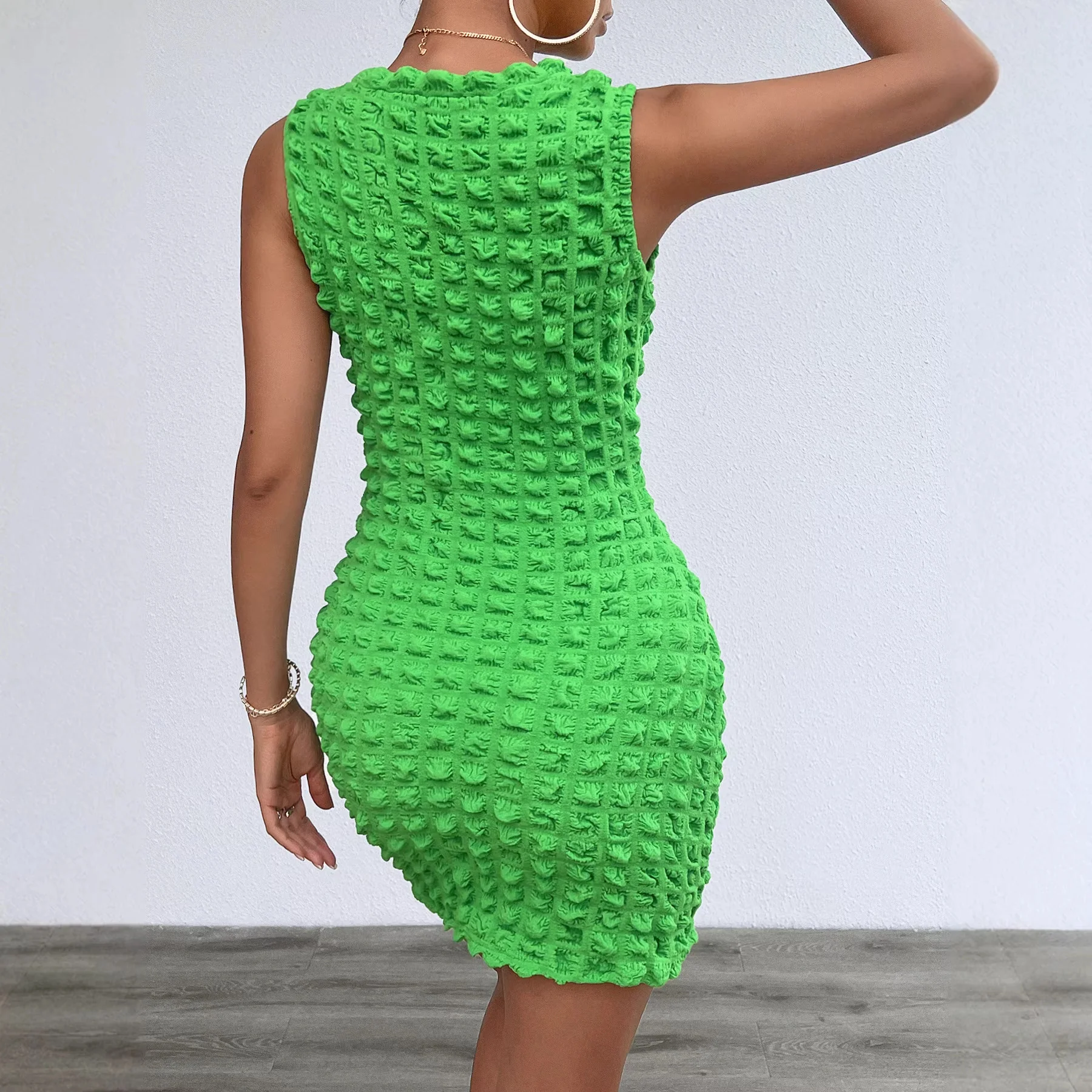 Damen kurzes figurbetontes Kleid mit strukturiertem Material R&B - Image 2