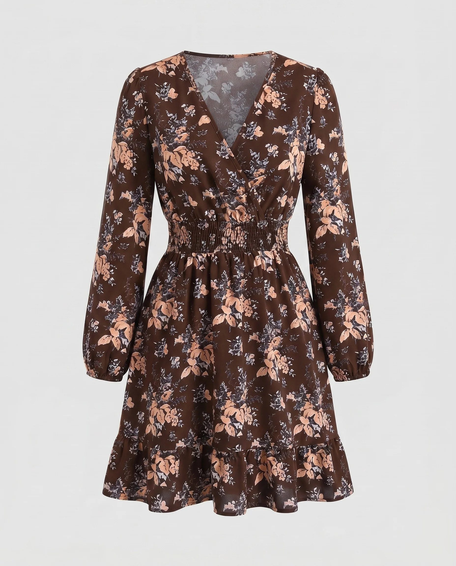 Damen Kurzes Kleid mit floralen Akzenten und V-Ausschnitt R&B - Image 8