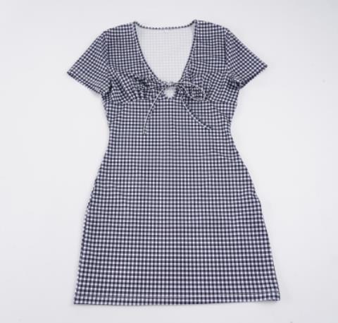 Damen kurzes, tailliertes Vichykleid mit Raffung und Bindeband Heidi-Mode - Image 7