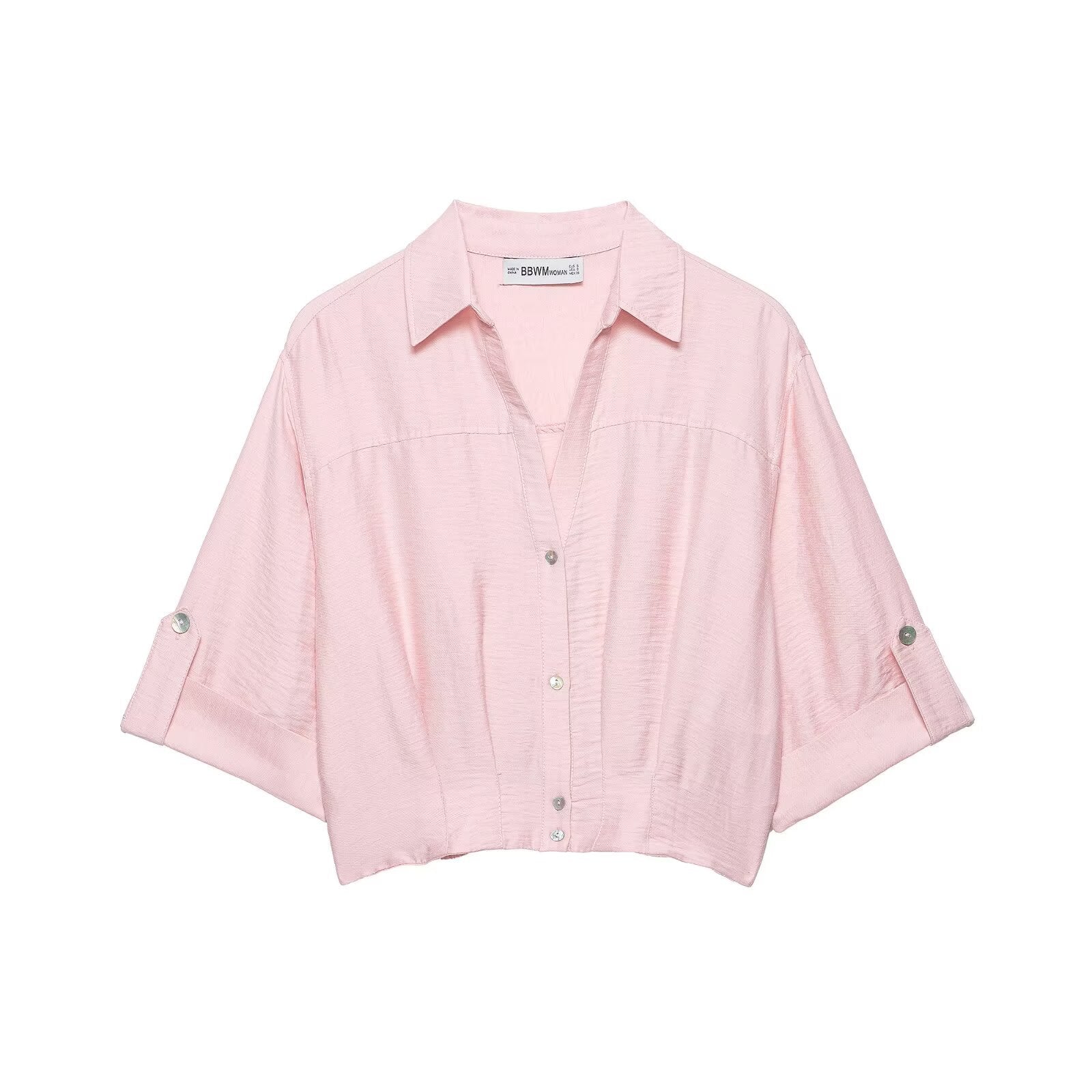 Damen kurzärmlige Bluse mit lässigem Schnitt und stylischem Kragen R&B