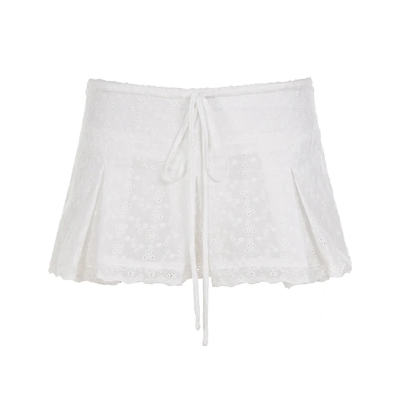 Damen Kurzrock mit floralem Lochmuster und verstellbarem Taillenband R&B - Image 7