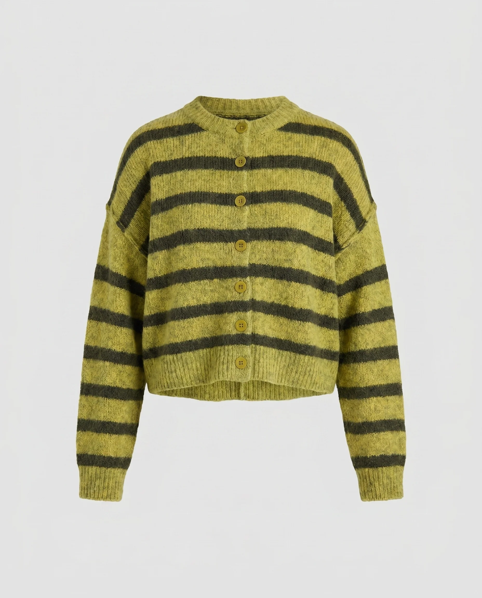 Damen kuscheliger, gestreifter Strickcardigan mit Knopfdetails - Image 5