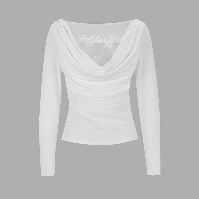 Damen Langarmbluse mit asymmetrischem Ausschnitt und eleganter Drapierung R&B - Image 6