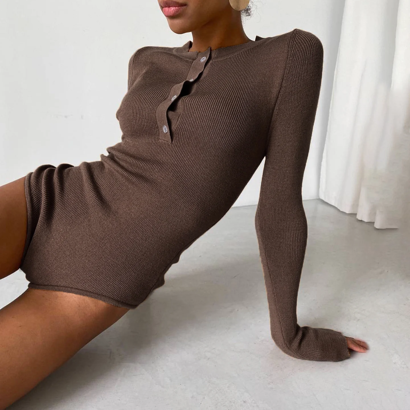 Damen Langarmbody mit Knopfleiste Heidi-Mode