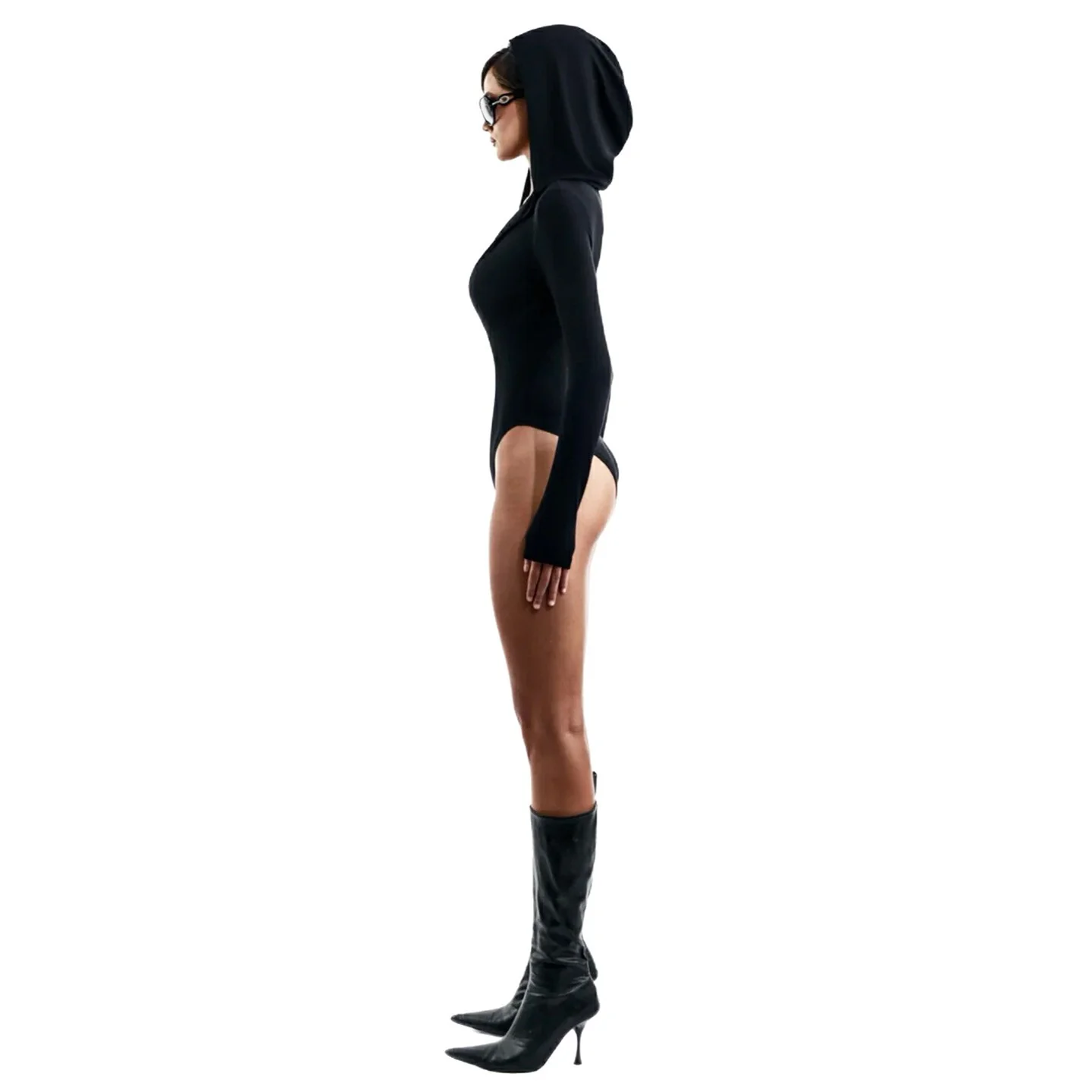 Damen langärmliger Body mit Kapuze und tiefem V-Ausschnitt Heidi-Mode - Image 5
