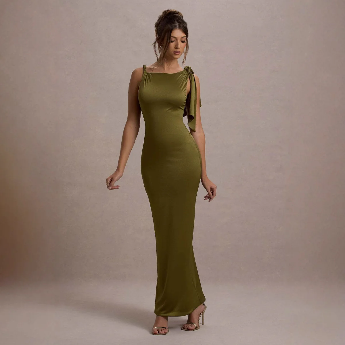 Damen Langärmliges Wickelkleid mit asymmetrischem Schnitt und eleganter Taillierung R&B - Image 4