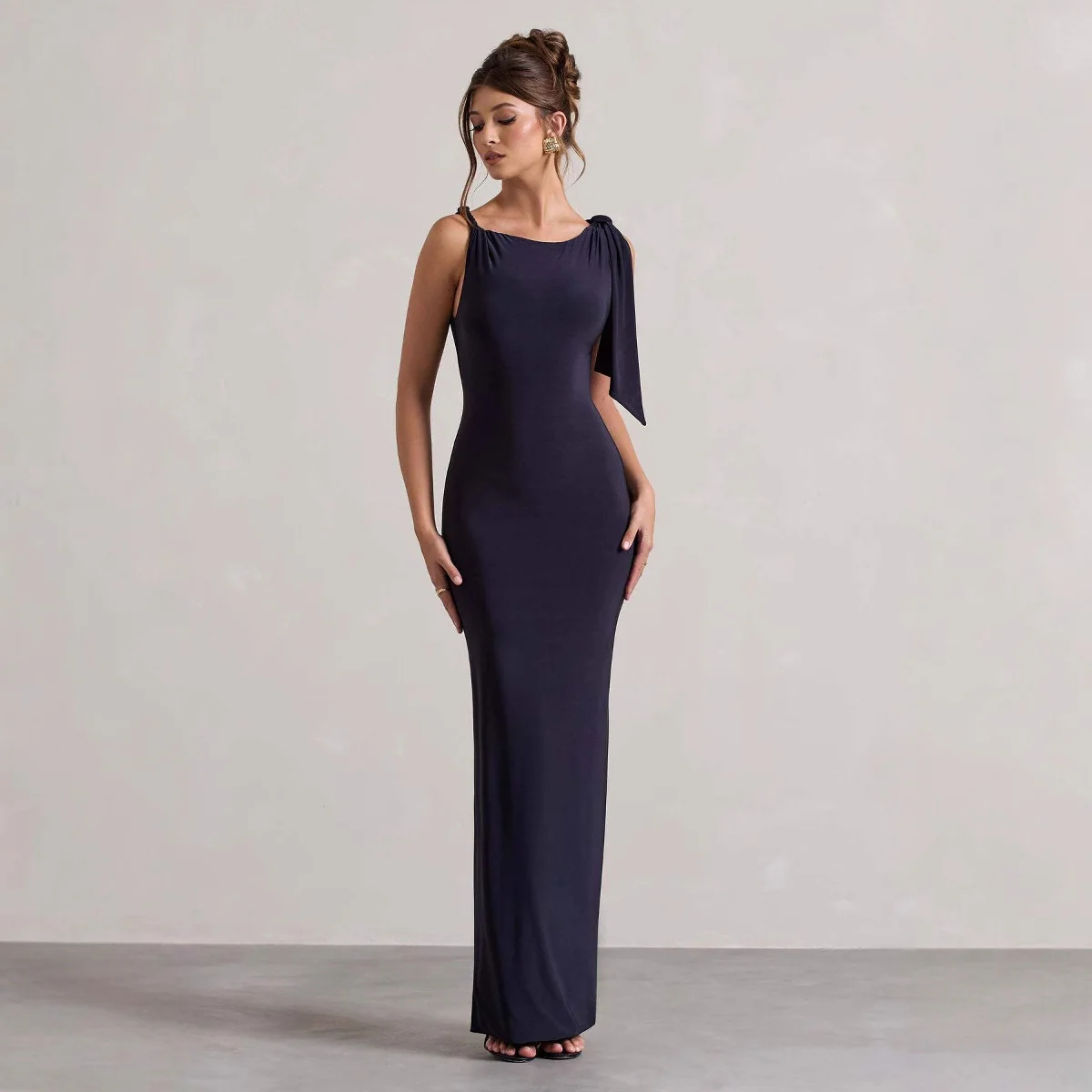 Damen Langärmliges Wickelkleid mit asymmetrischem Schnitt und eleganter Taillierung R&B - Image 6