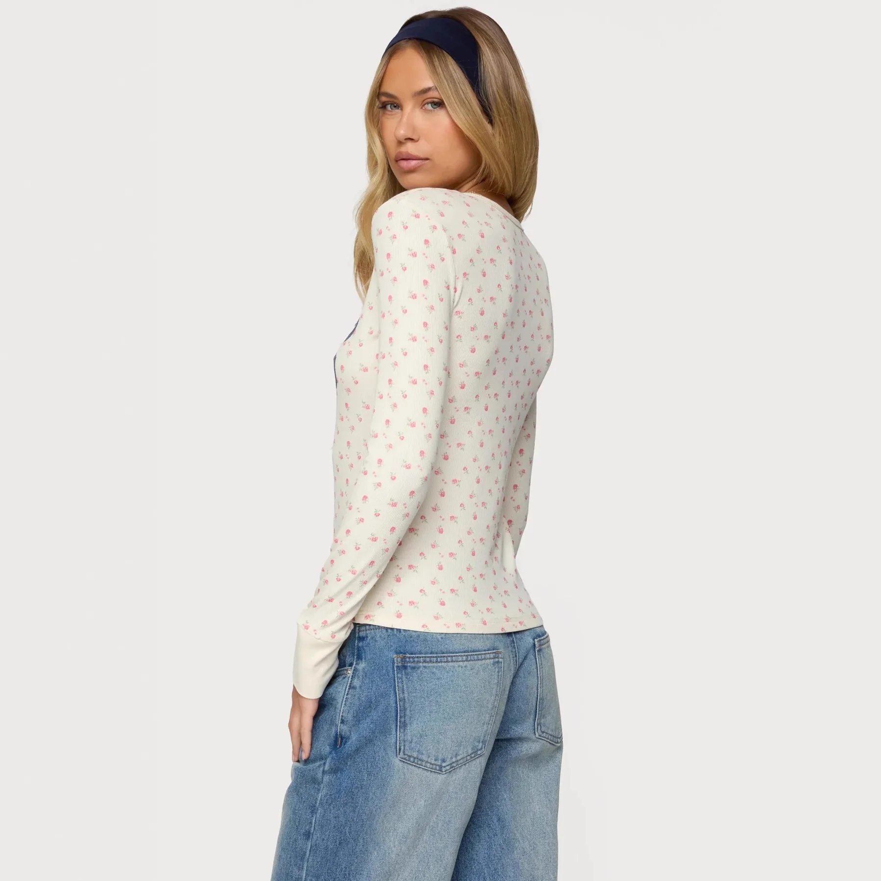 Damen Langarmshirt mit floralem Muster und sportlichem Print R&B - Image 5