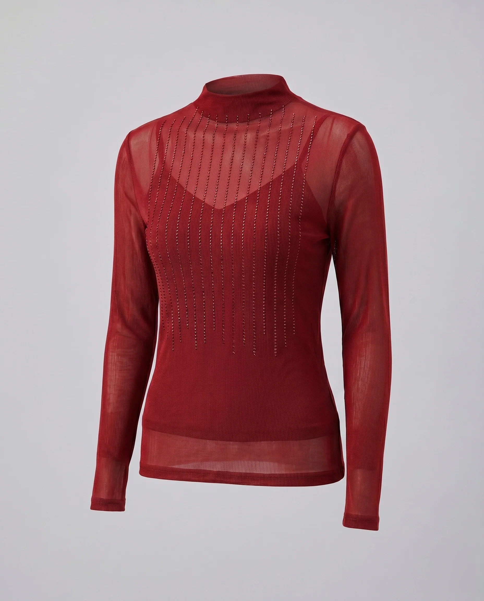 Damen Langarmshirt mit hohem Stehkragen und Glitzerakzenten R&B - Image 4