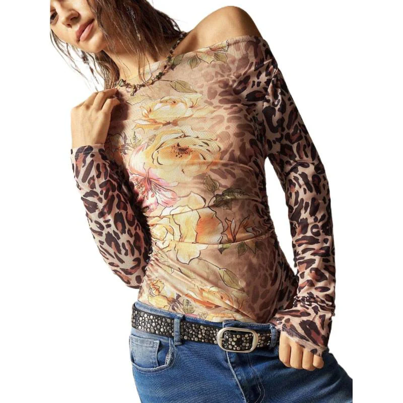 Damen Langarmshirt mit raffiniertem Raffungseffekt und animalischem Druck R&B - Image 5