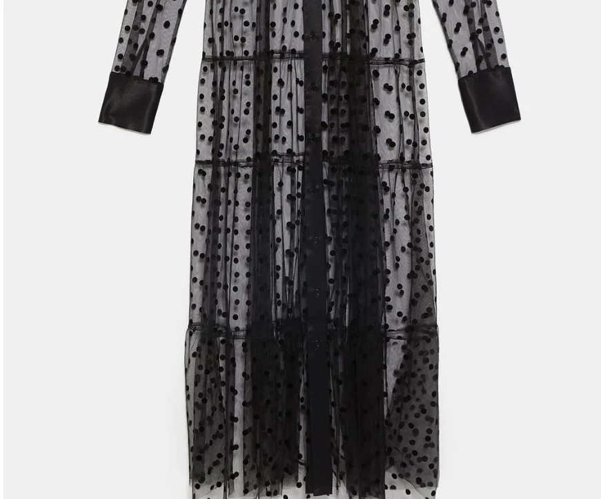 Damen Langer transparenter Duster mit gepunktetem Design und eleganten Ärmeln R&B - Image 4