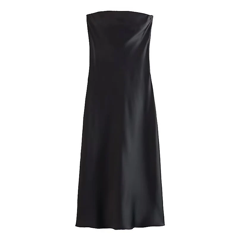Damen langes Abendkleid im eleganten Satin-Look mit trägerlosem Design R&B - Image 2
