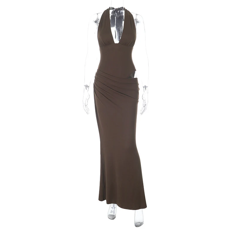 Damen langes, figurbetontes Abendkleid mit lässigem V-Ausschnitt R&B - Image 5