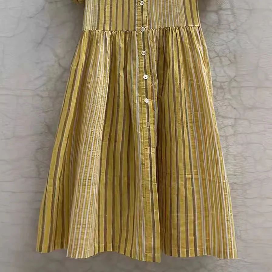 Damen Langes Hemdblusenkleid mit Streifen und Taschen R&B - Image 3