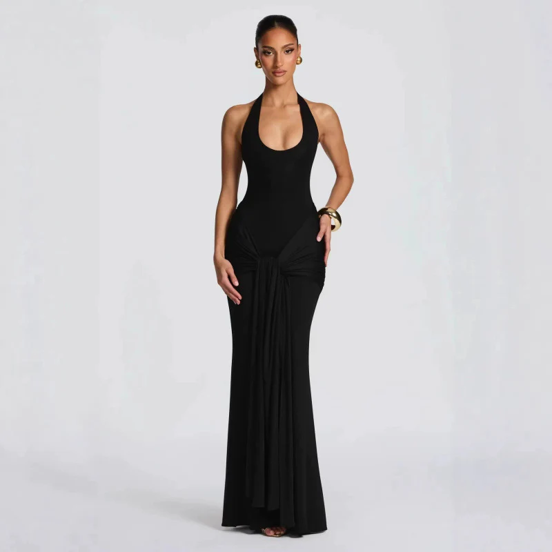 Damen Langes Wickelkleid mit tiefem V-Ausschnitt und Raffungen R&B - Image 7