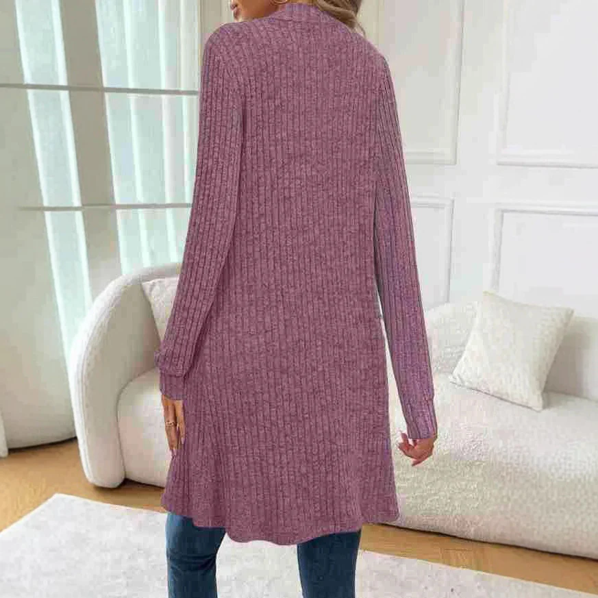 Damen Langstrickjacke mit seitlichen Taschen und strukturiertem Design R&B - Image 3