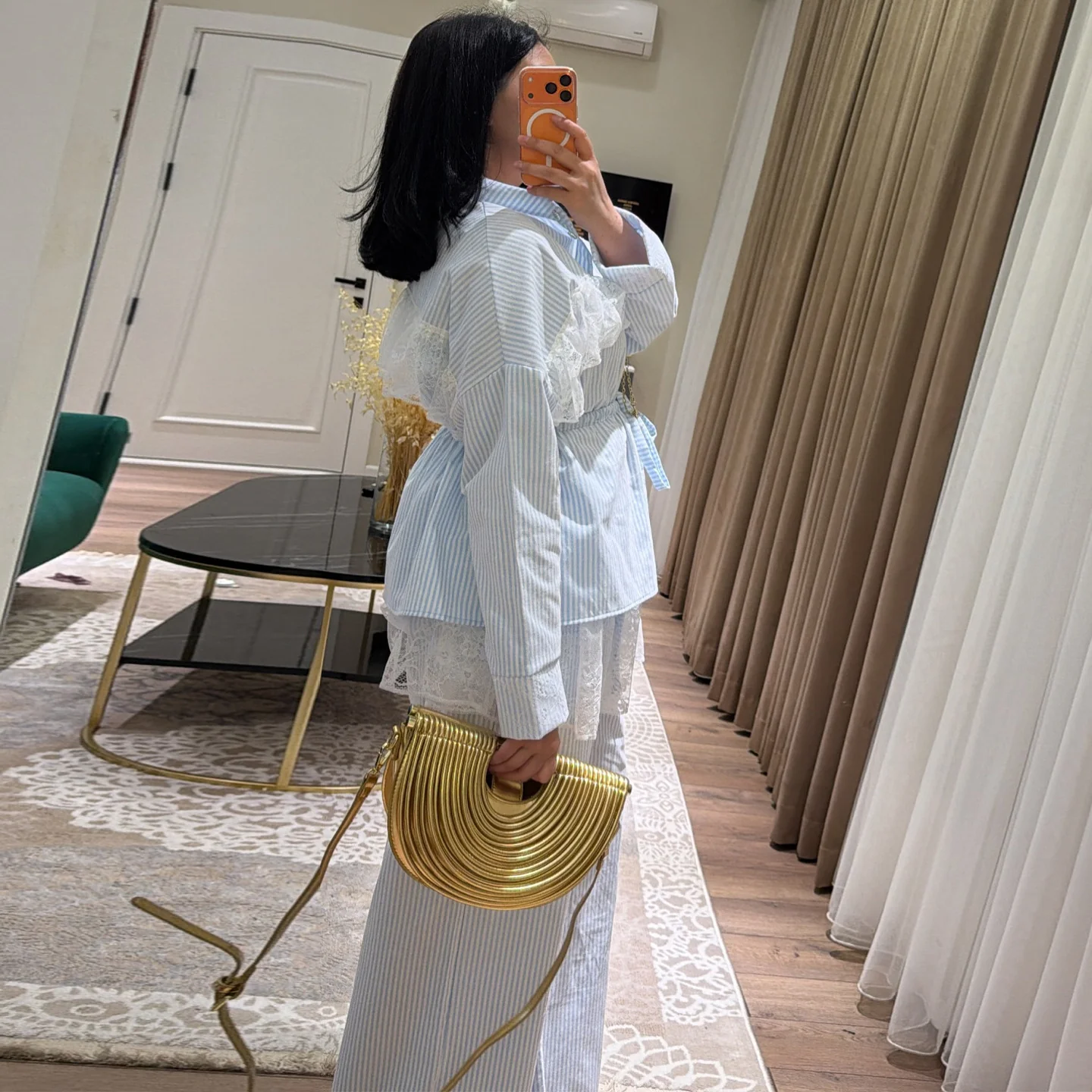 Damen Lässig-elegantes Set mit Rüschendetails und hohem Bund R&B - Image 2