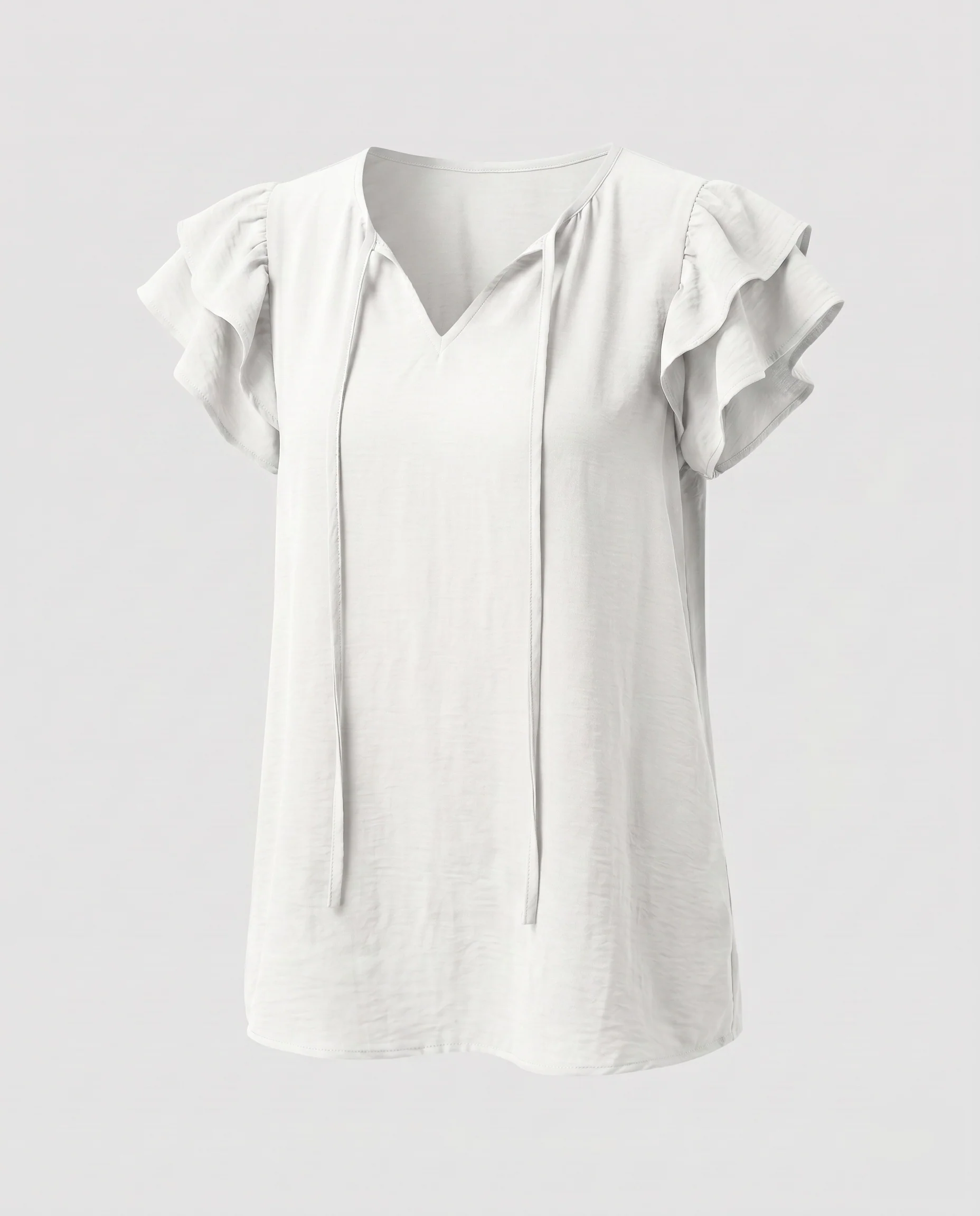 Damen lässige Bluse mit Rüschendetails und V-Ausschnitt R&B - Image 9
