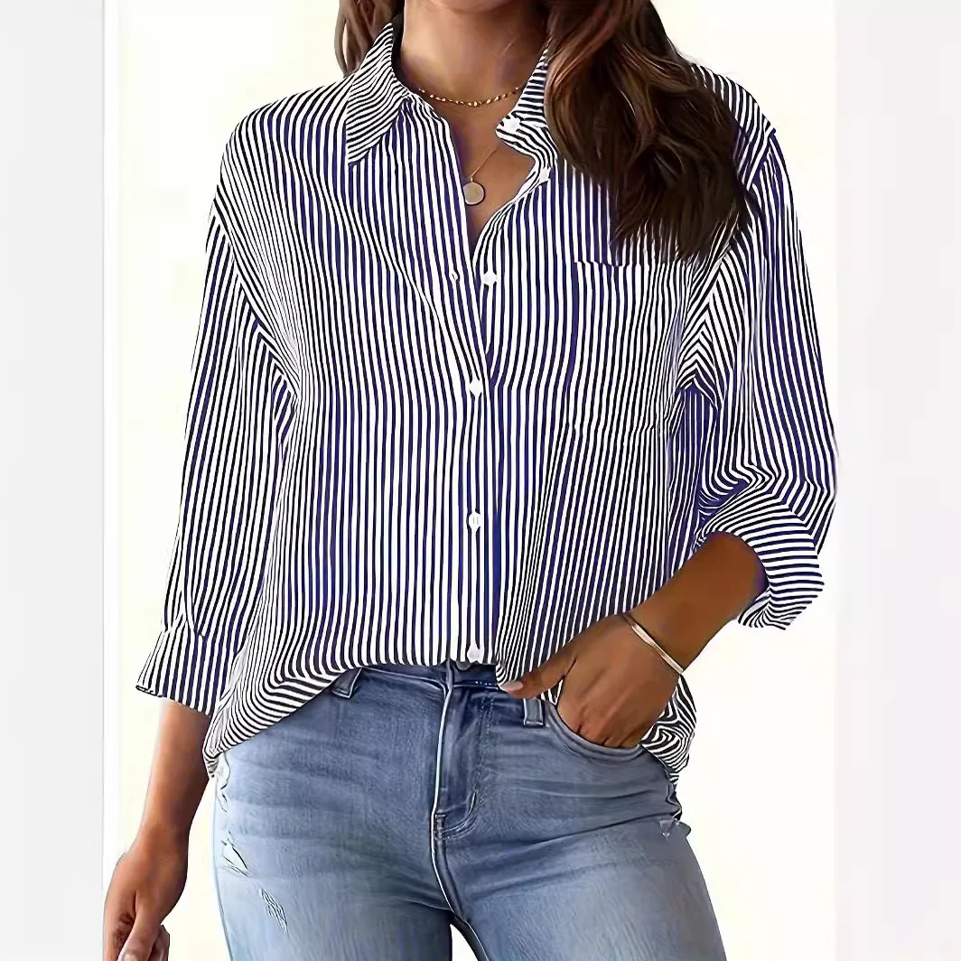Damen lässige Bluse mit Streifen R&B - Image 5
