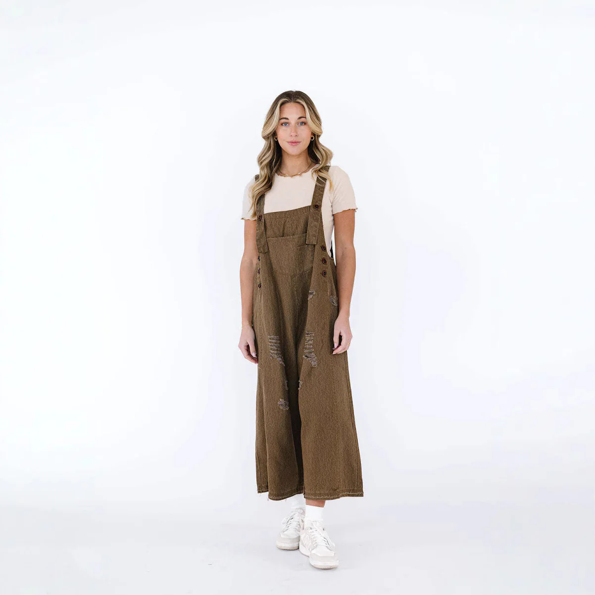 Damen lässige Denim-Latzhose mit trendigen Destroyed-Details R&B - Image 2