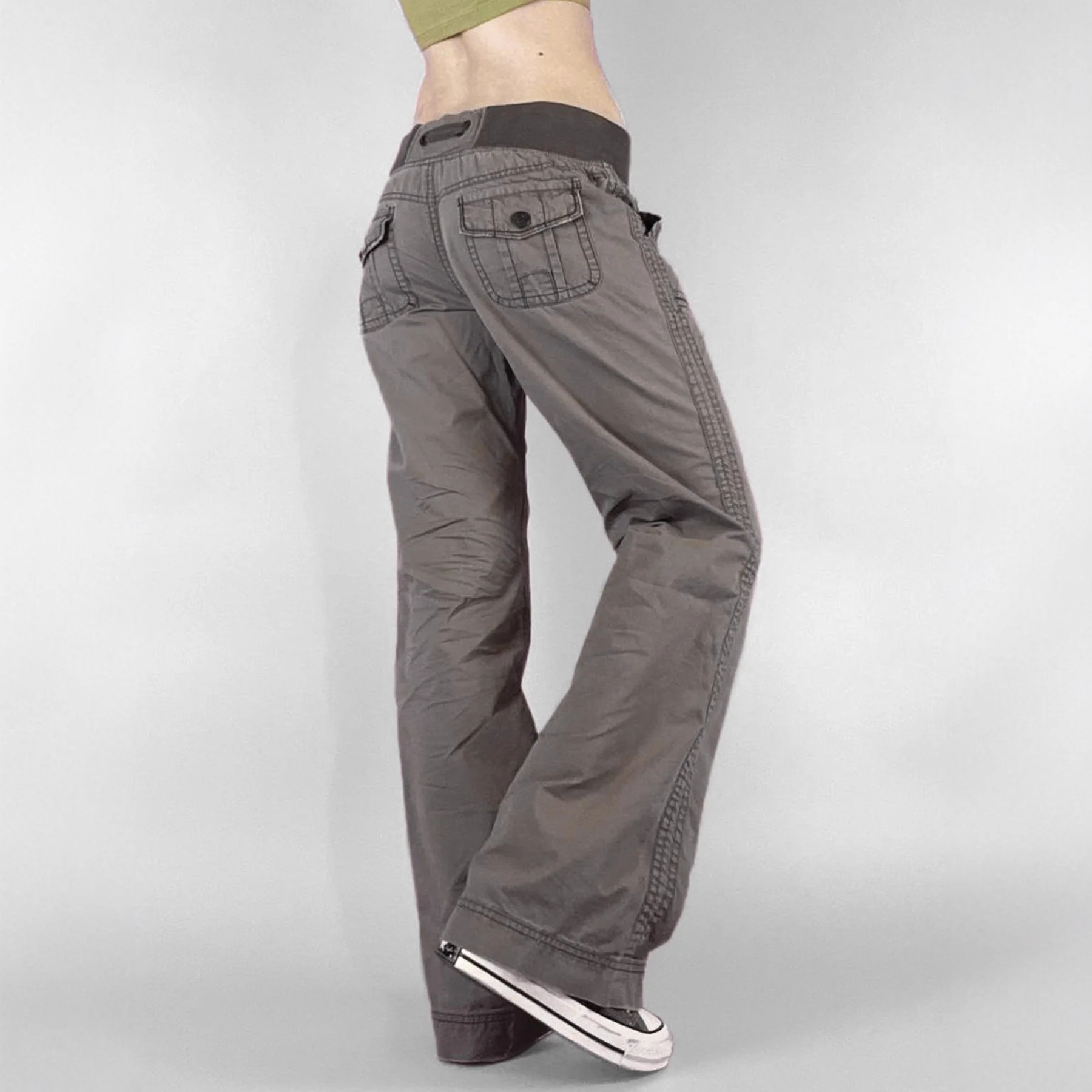 Damen lässige Flared Jeanshose mit hohem Bund und weitem Bein Heidi-Mode - Image 2