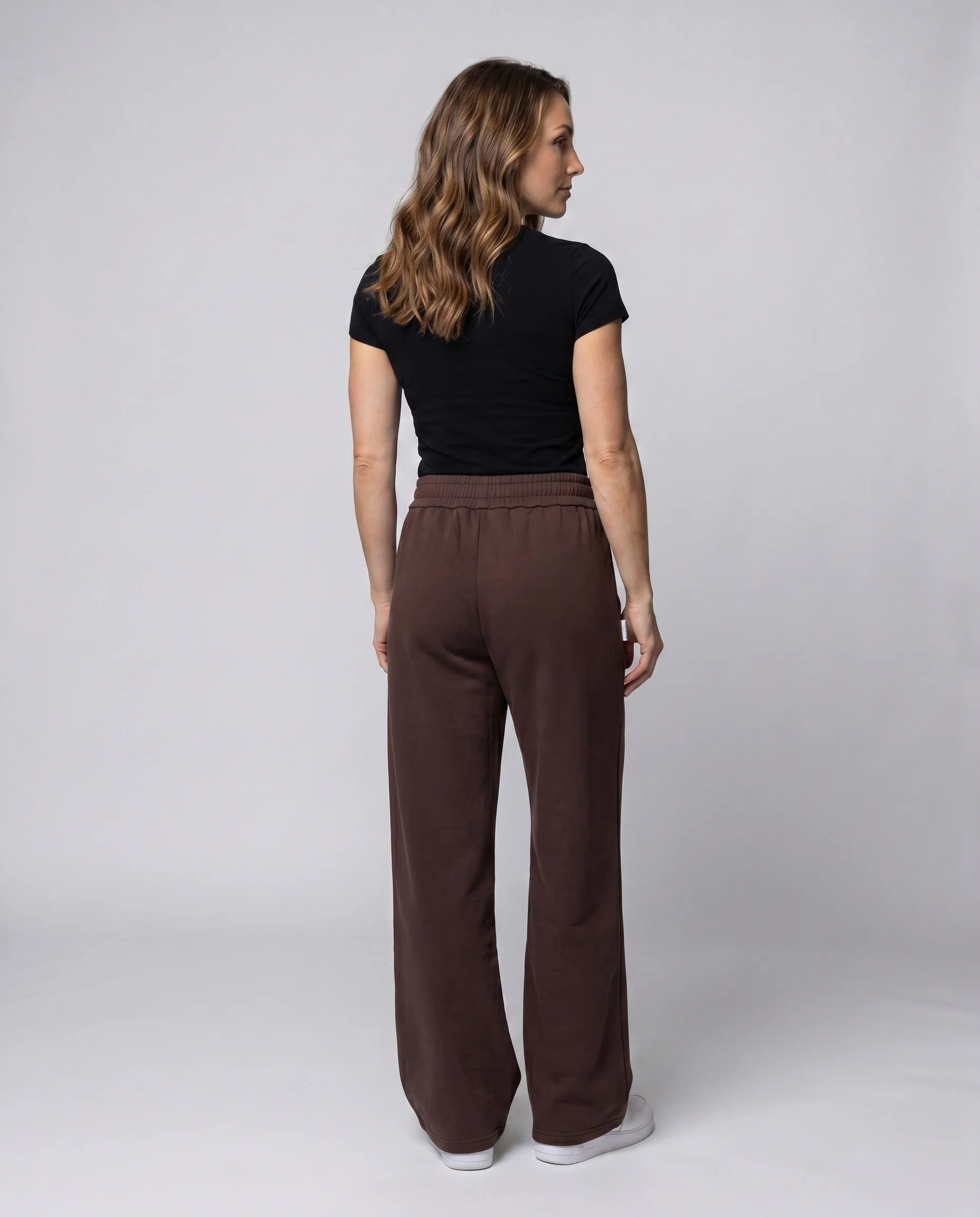 Damen Lässige hohe Jogginghose mit weitem Bein und elastischem Bund R&B - Image 4