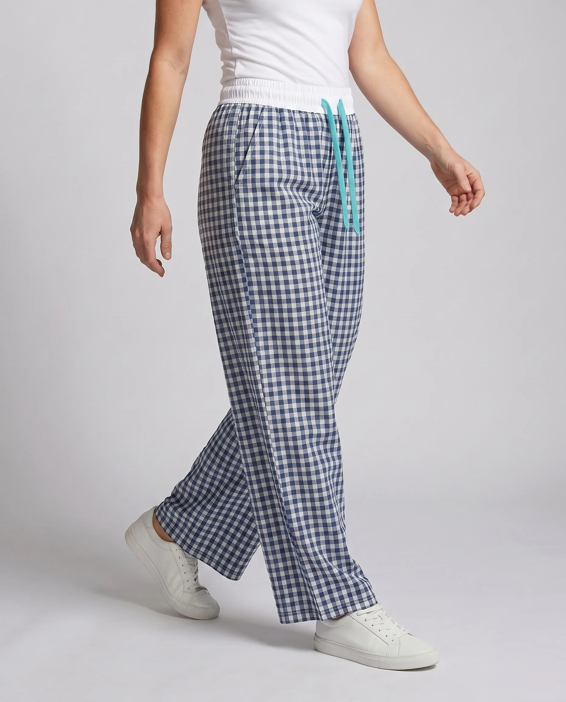 Damen lässige Karohose mit elastischem Bund und verstellbarem Kordelzug - Image 2