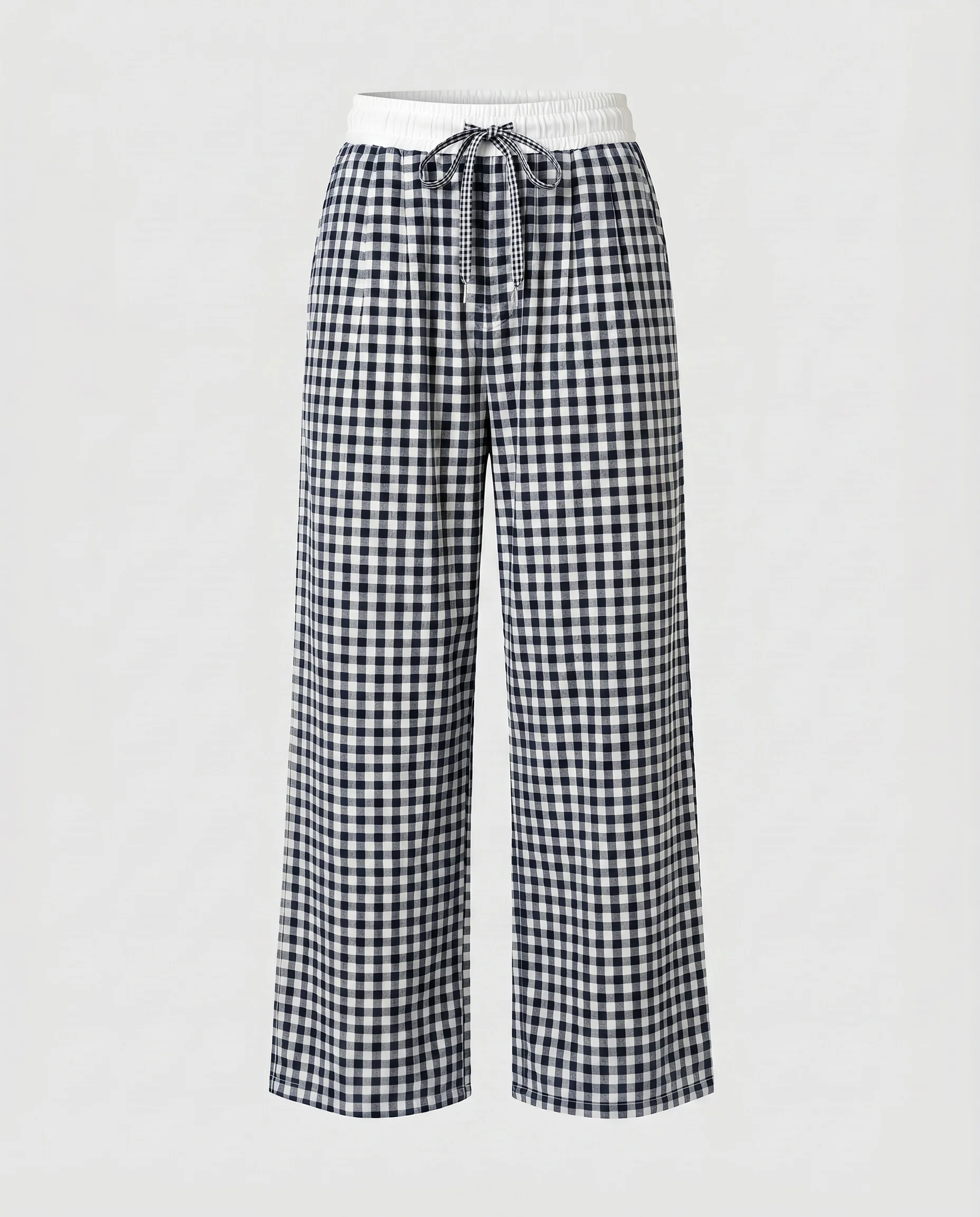 Damen lässige Karohose mit elastischem Bund und verstellbarem Kordelzug - Image 6