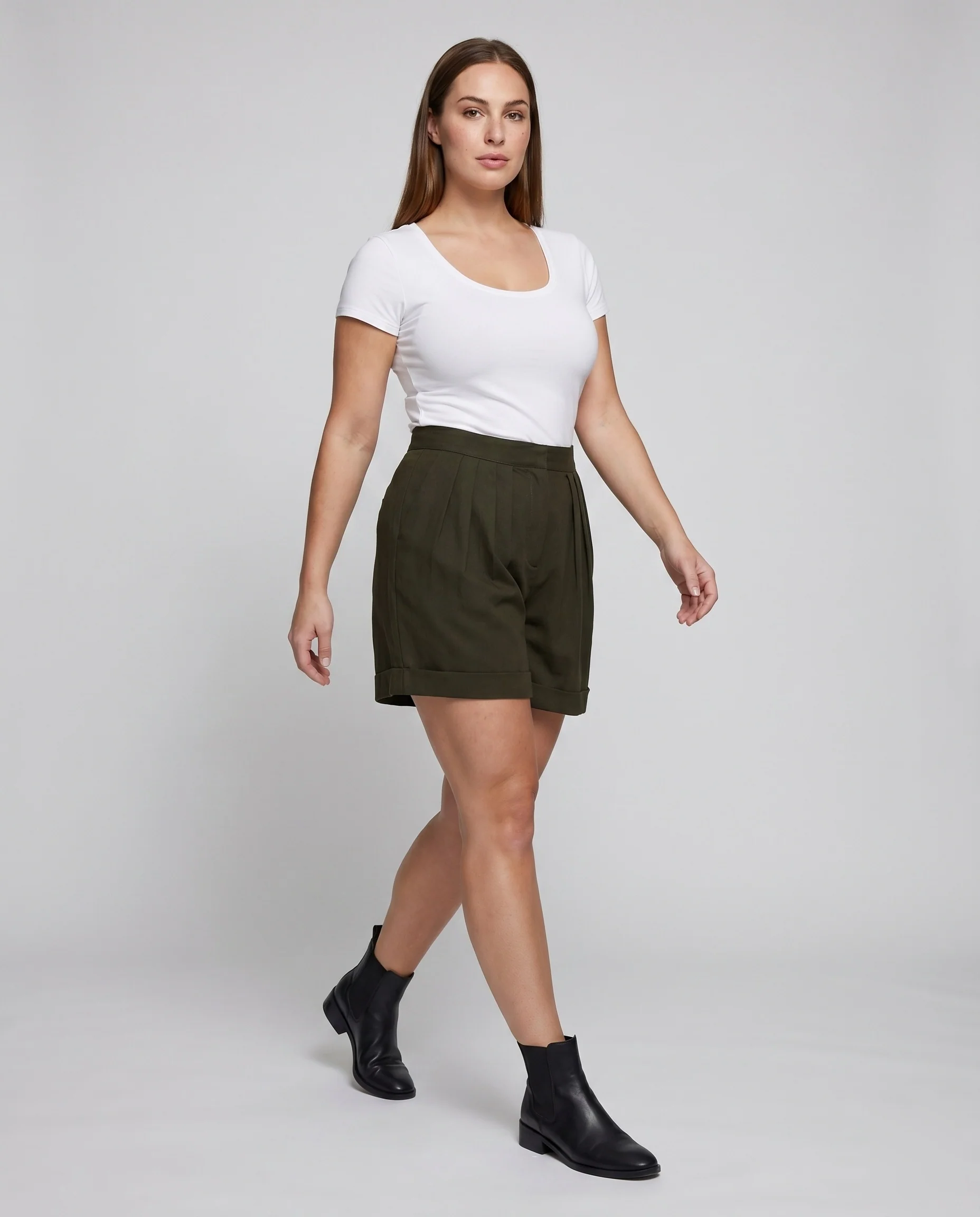 Damen lässige Leinen-Shorts mit elastischem Saum und verstellbarem Kordelzug