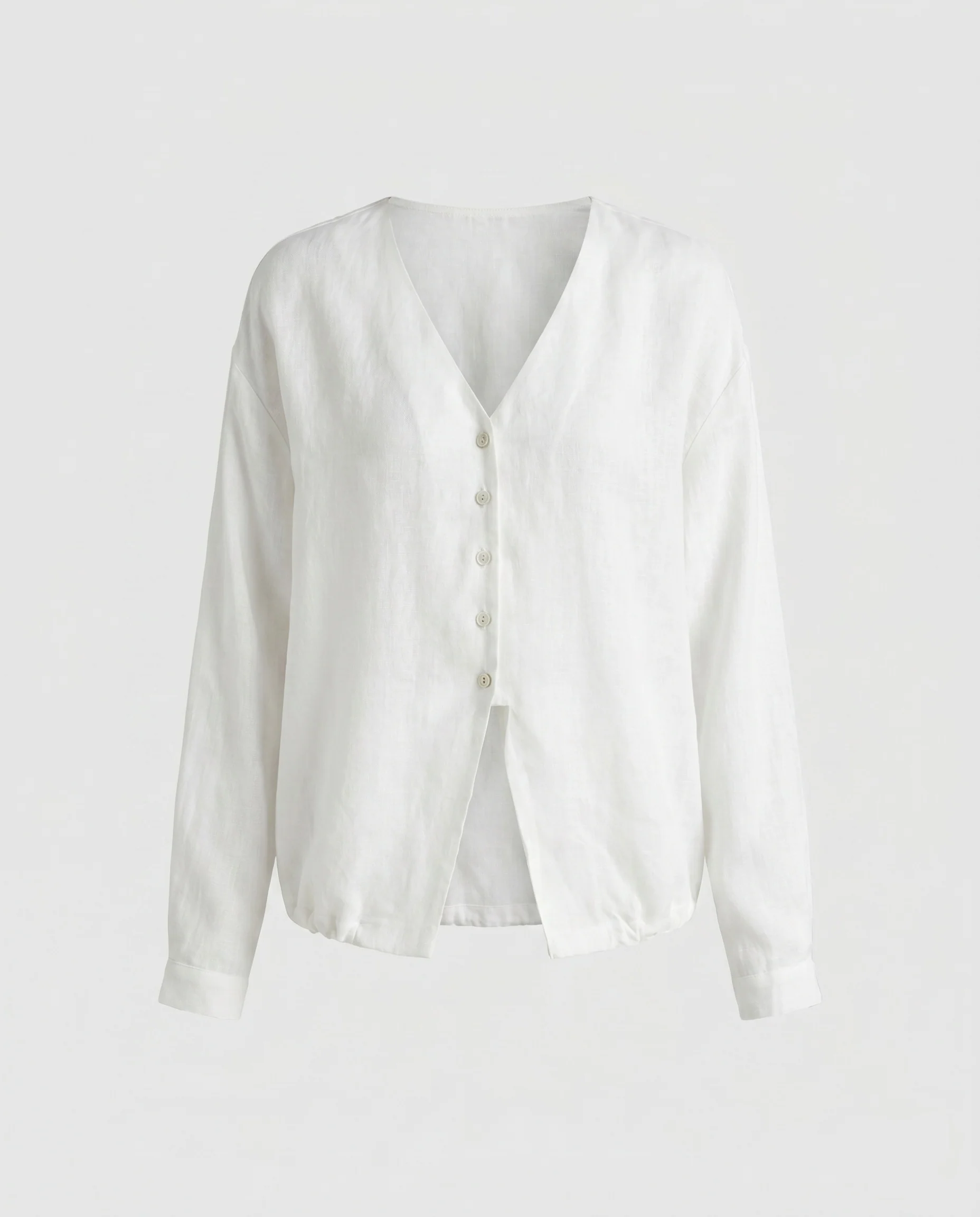 Damen lässige Leinenbluse mit Knopfleiste und modernem Schnitt - Image 5