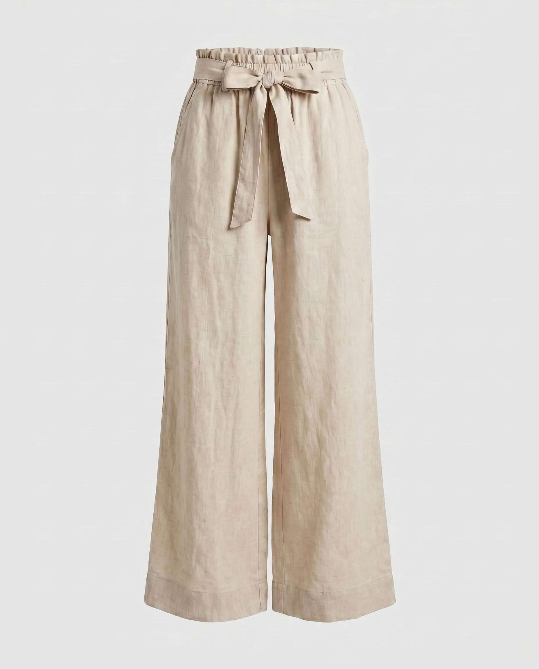 Damen lässige Leinenhose mit weitem Schnitt und elastischem Bund - Image 8