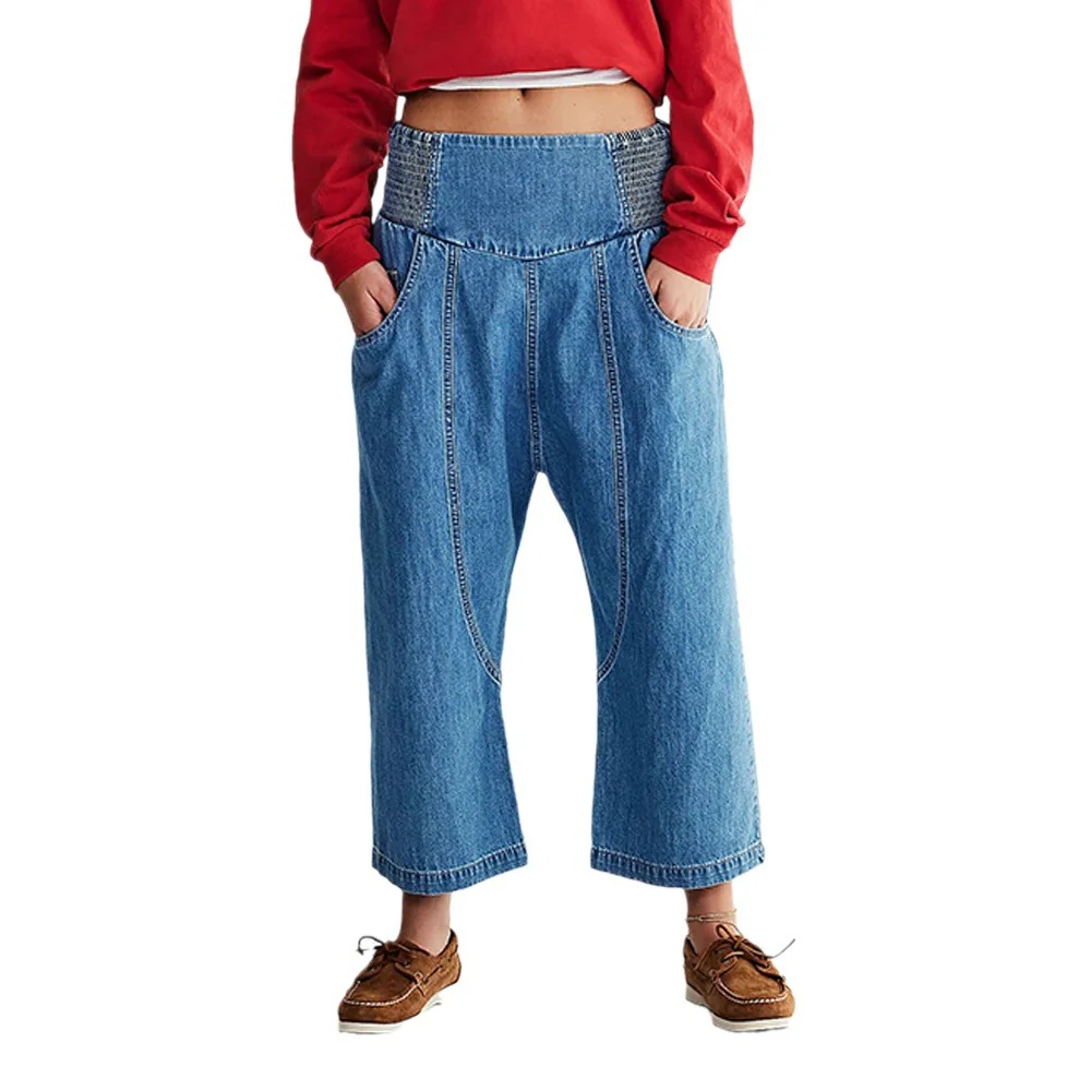 Damen lässige Loose-Fit Jeans mit elastischem Bund und geräumigen Taschen R&B - Image 5