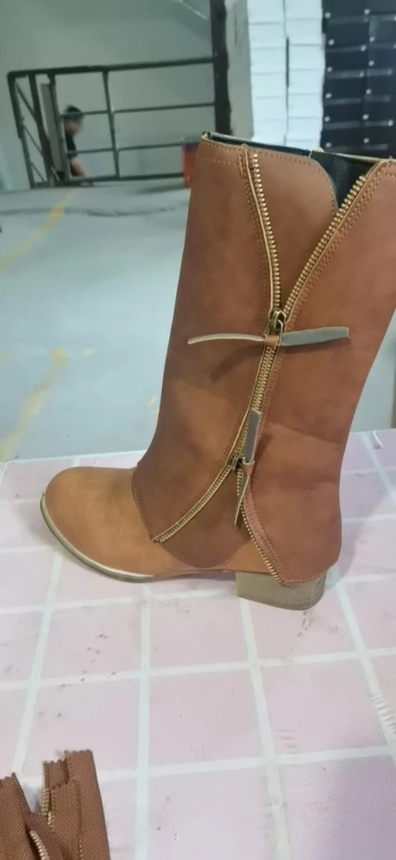 Damen lässige Stiefel mit doppeltem Reißverschluss und modischem Design R&B - Image 6
