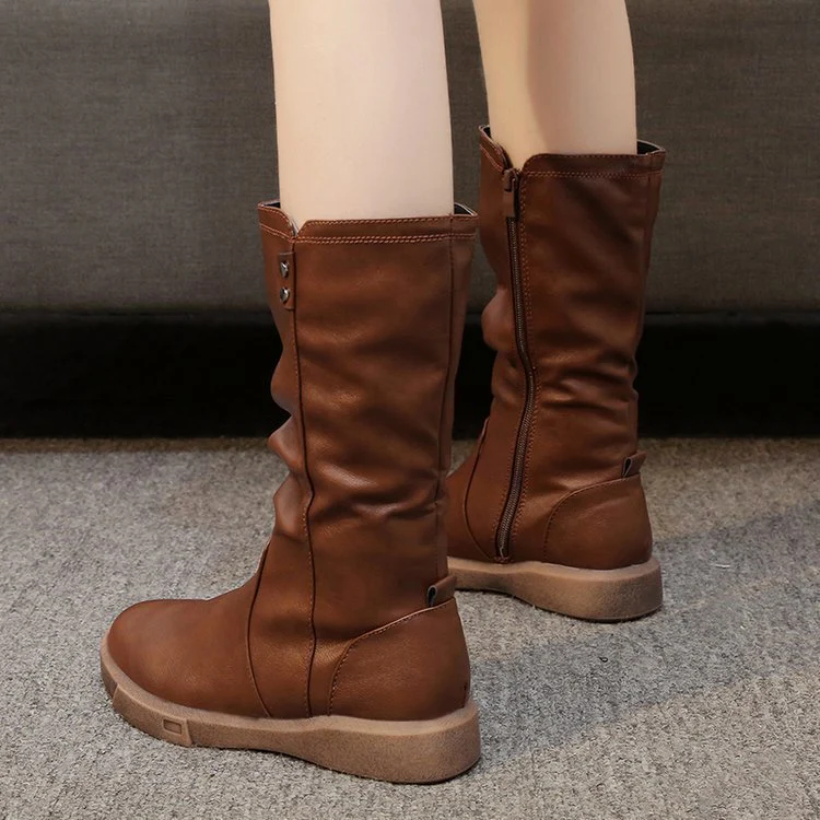 Damen lässige Stiefel mit modischem Falten-Design und bequemer Sohle R&B - Image 3