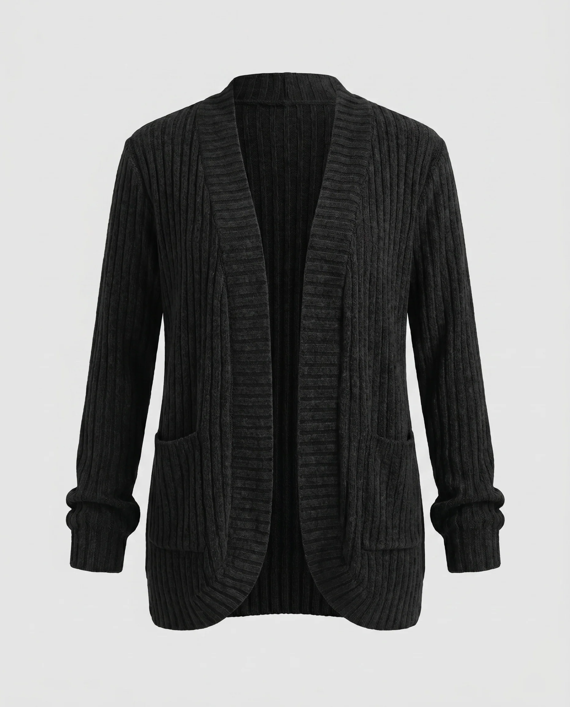 Damen lässige Strickjacke mit tiefem V-Ausschnitt und Taschen - Image 5