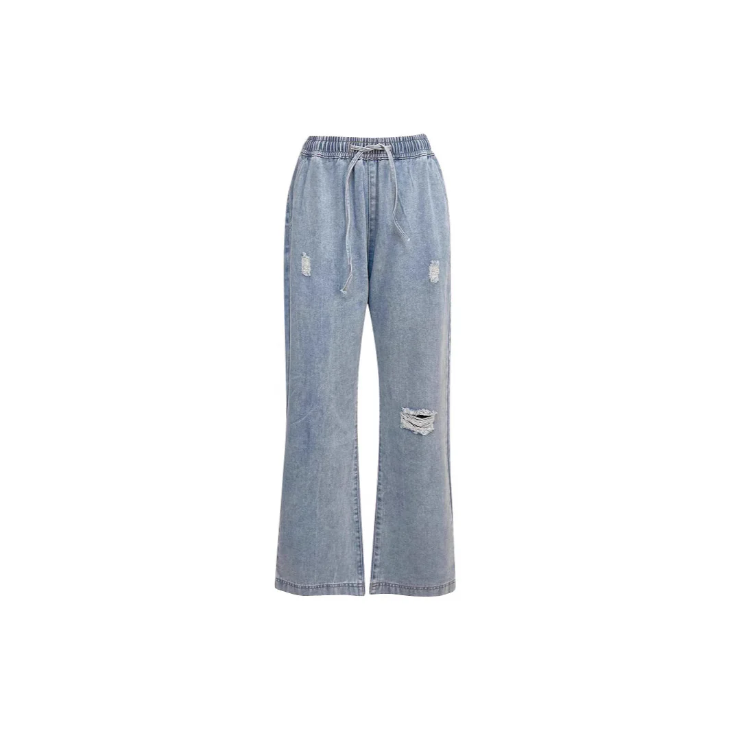 Damen lässige weite Denim-Hose mit elastischem Bund R&B - Image 5