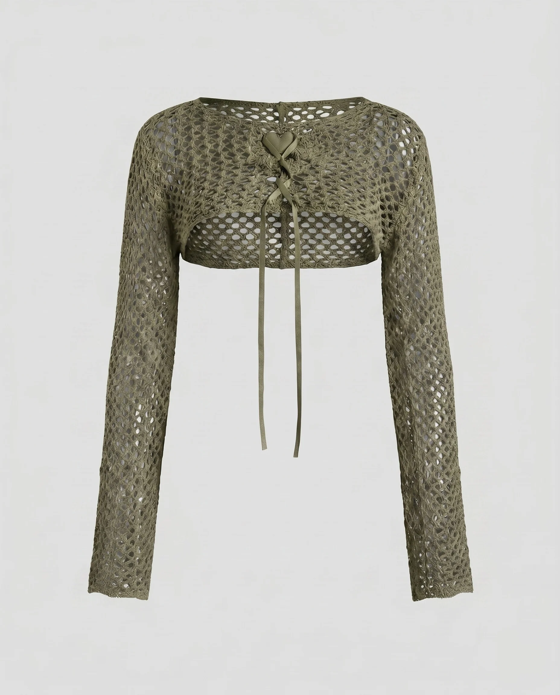 Damen lässiger Häkelpullover mit tiefem Ausschnitt und langen Ärmeln - Image 6