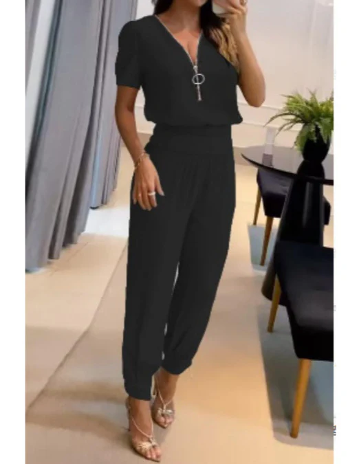 Damen Lässiger Jumpsuit mit elegantem V-Ausschnitt und perfektem Sitz R&B - Image 6