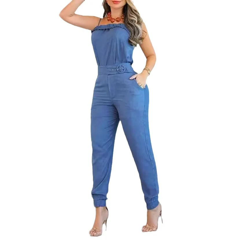Damen lässiger Jumpsuit mit Rüschendetails und verstellbarem Taillengürtel R&B - Image 5